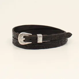 0275301 Twister Leather Hatband Black Floral Tooled