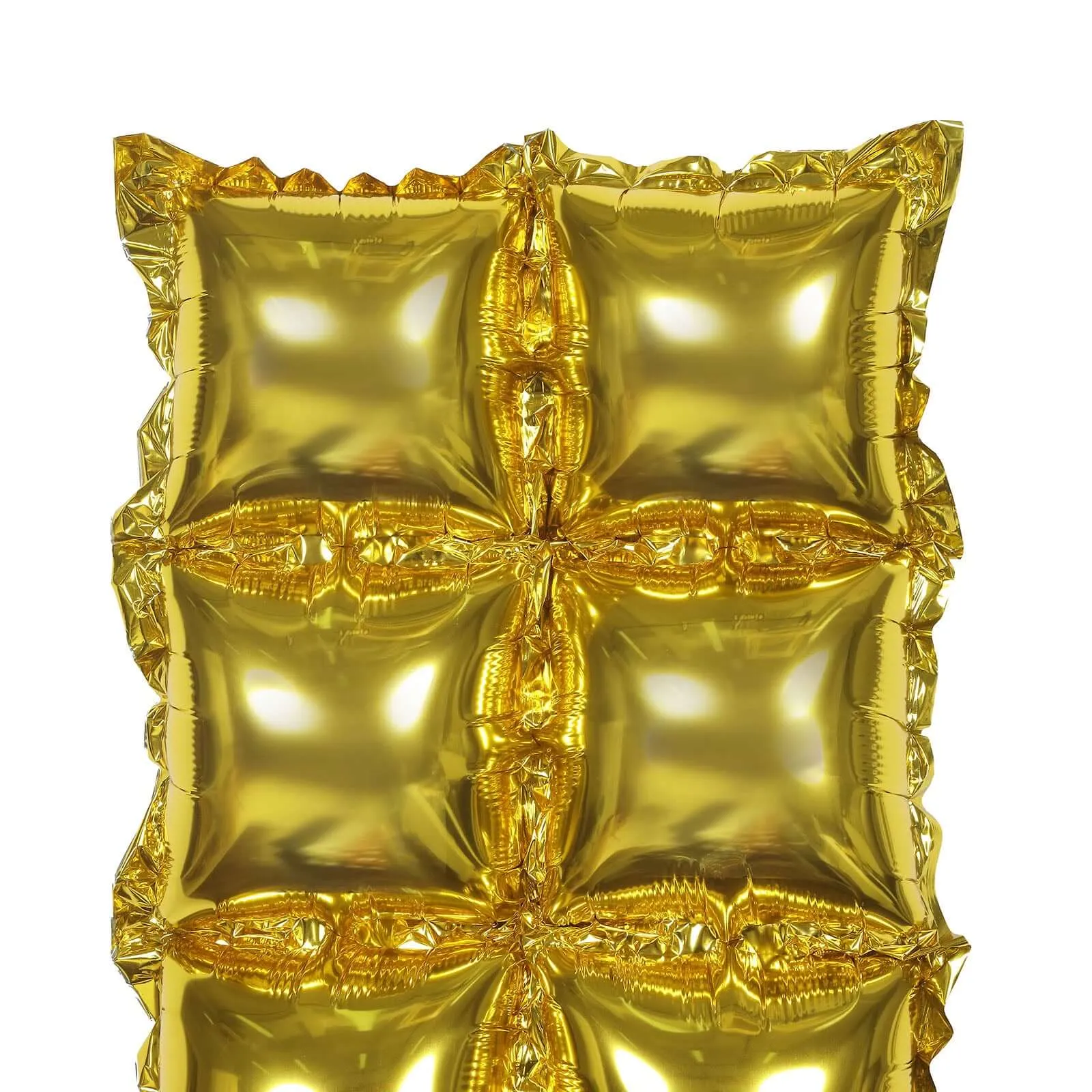 10 Pack Metallic Gold Double Row Mylar Foil Balloon Wall, Square Diamond Design Balloon Backdrop - 43"x11"
