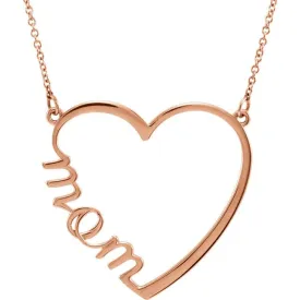 14KT GOLD "MOM" HEART NECKLACE