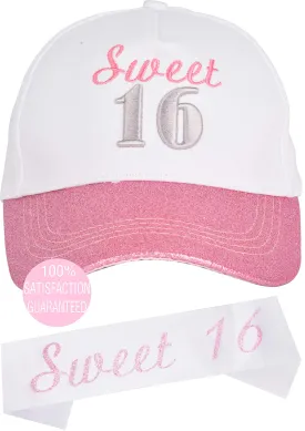 16th Birthday Gifts for Girl, 16th Birthday Hat and Sash for Girls, 16th Birthday Party