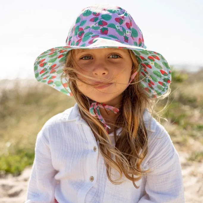 Acorn Kids: Wide Brim Reversible Sunhat Strawberry Pink Blue