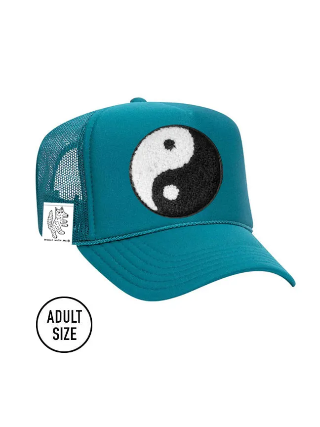 ADULT Trucker Hat with Interchangeable Velcro Patch (Aqua)