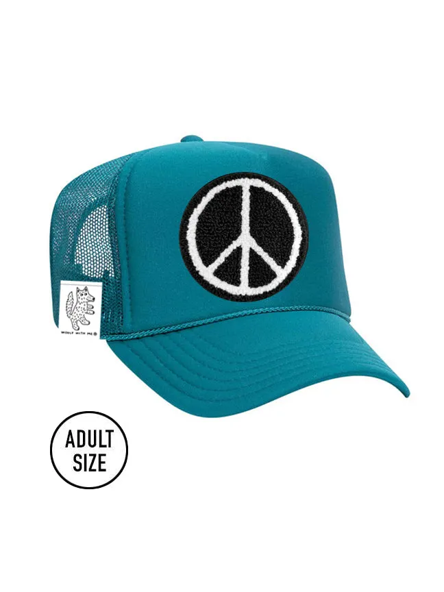 ADULT Trucker Hat with Interchangeable Velcro Patch (Aqua)