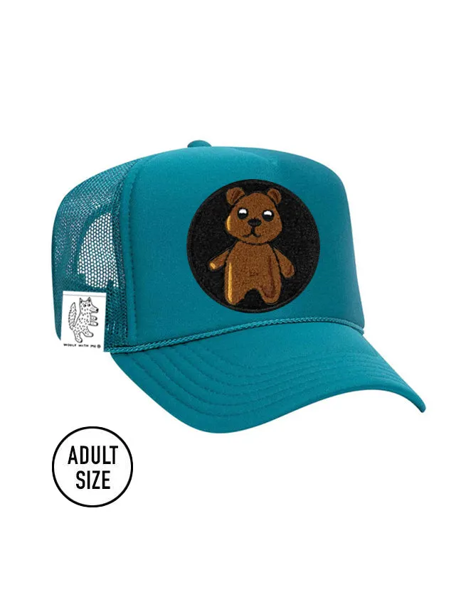 ADULT Trucker Hat with Interchangeable Velcro Patch (Aqua)