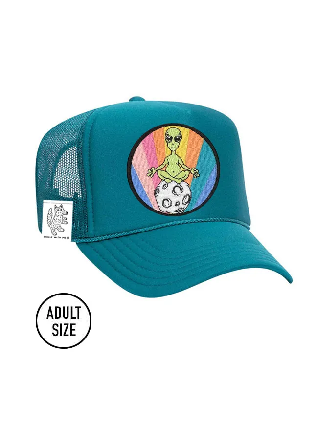 ADULT Trucker Hat with Interchangeable Velcro Patch (Aqua)