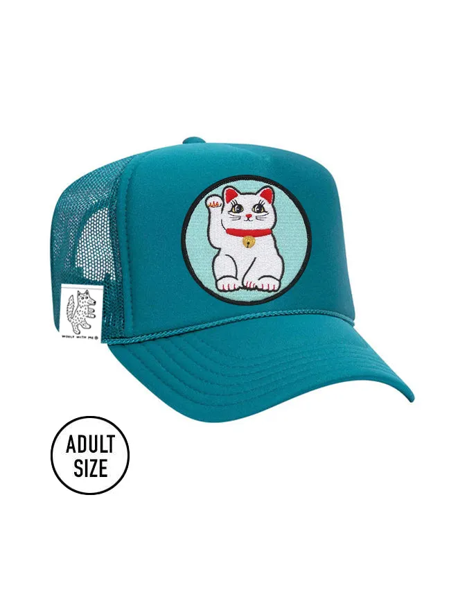 ADULT Trucker Hat with Interchangeable Velcro Patch (Aqua)