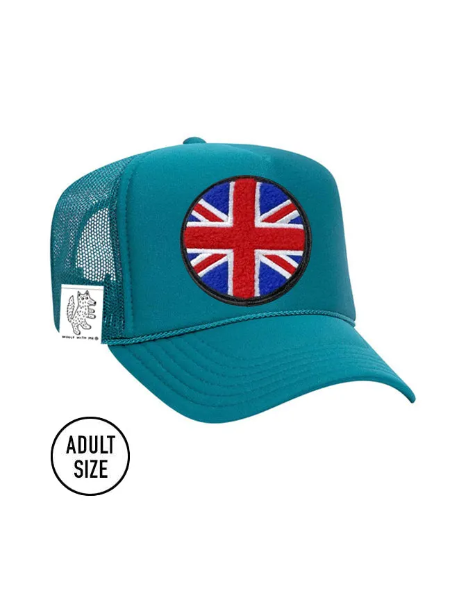 ADULT Trucker Hat with Interchangeable Velcro Patch (Aqua)