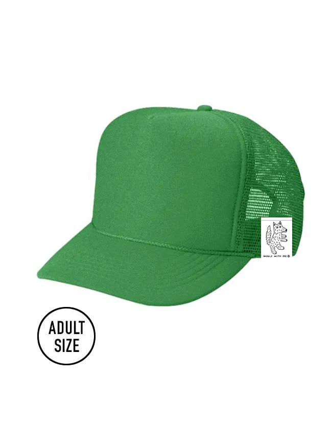 ADULT Trucker Hat with Interchangeable Velcro Patch (Green)