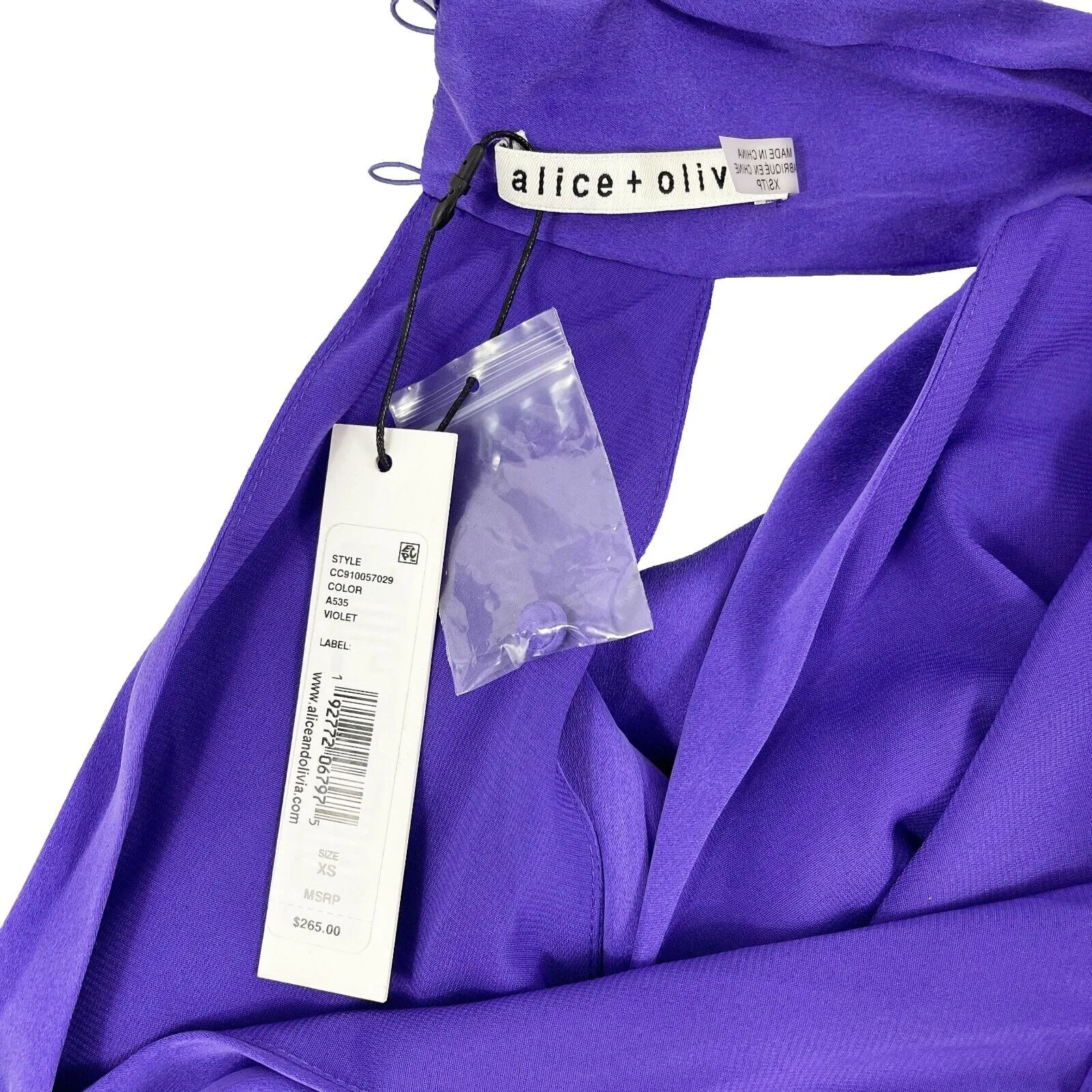 Alice   Olivia - New w/ Tags - Leia Tie Silk Halter Top Shirt Violet - XS