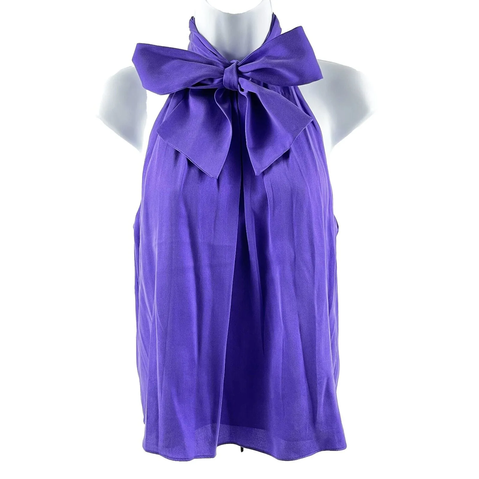 Alice   Olivia - New w/ Tags - Leia Tie Silk Halter Top Shirt Violet - XS