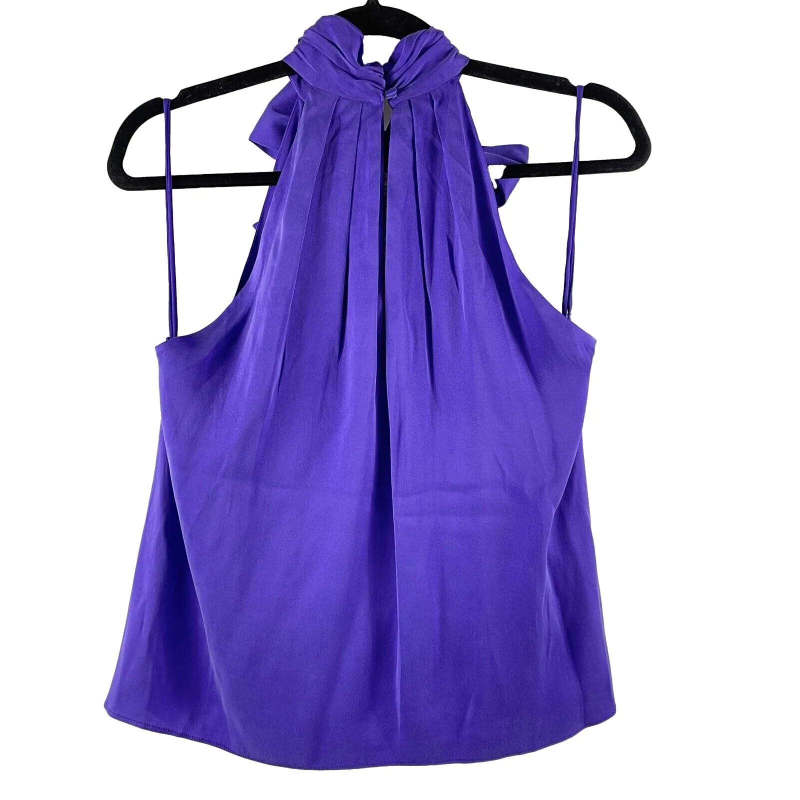 Alice   Olivia - New w/ Tags - Leia Tie Silk Halter Top Shirt Violet - XS