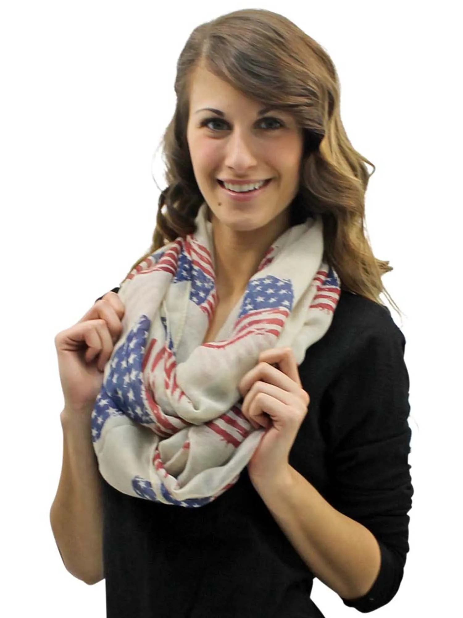 American Flag Print Use Lightweight Infinity Scarf