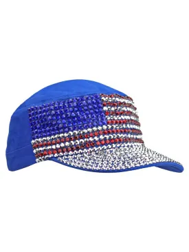 American Pride Rhinestone Studded Cadet Cap Hat