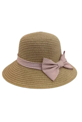 Anobel Copenhagen - Straw Hat With Striped Bow Tie 3cp2085 - Brown