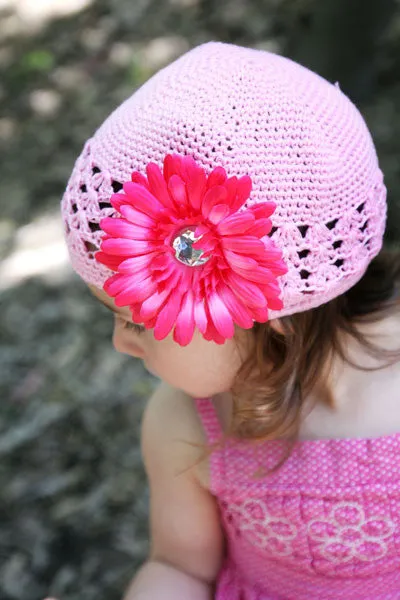 Baby Bezak - Pink Cap With Pink-Gerber Flower