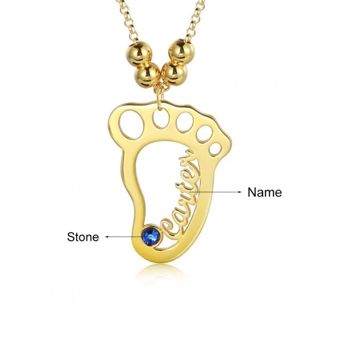 Baby Feet Necklace With Name-Mothers Day Gifts For Young Moms