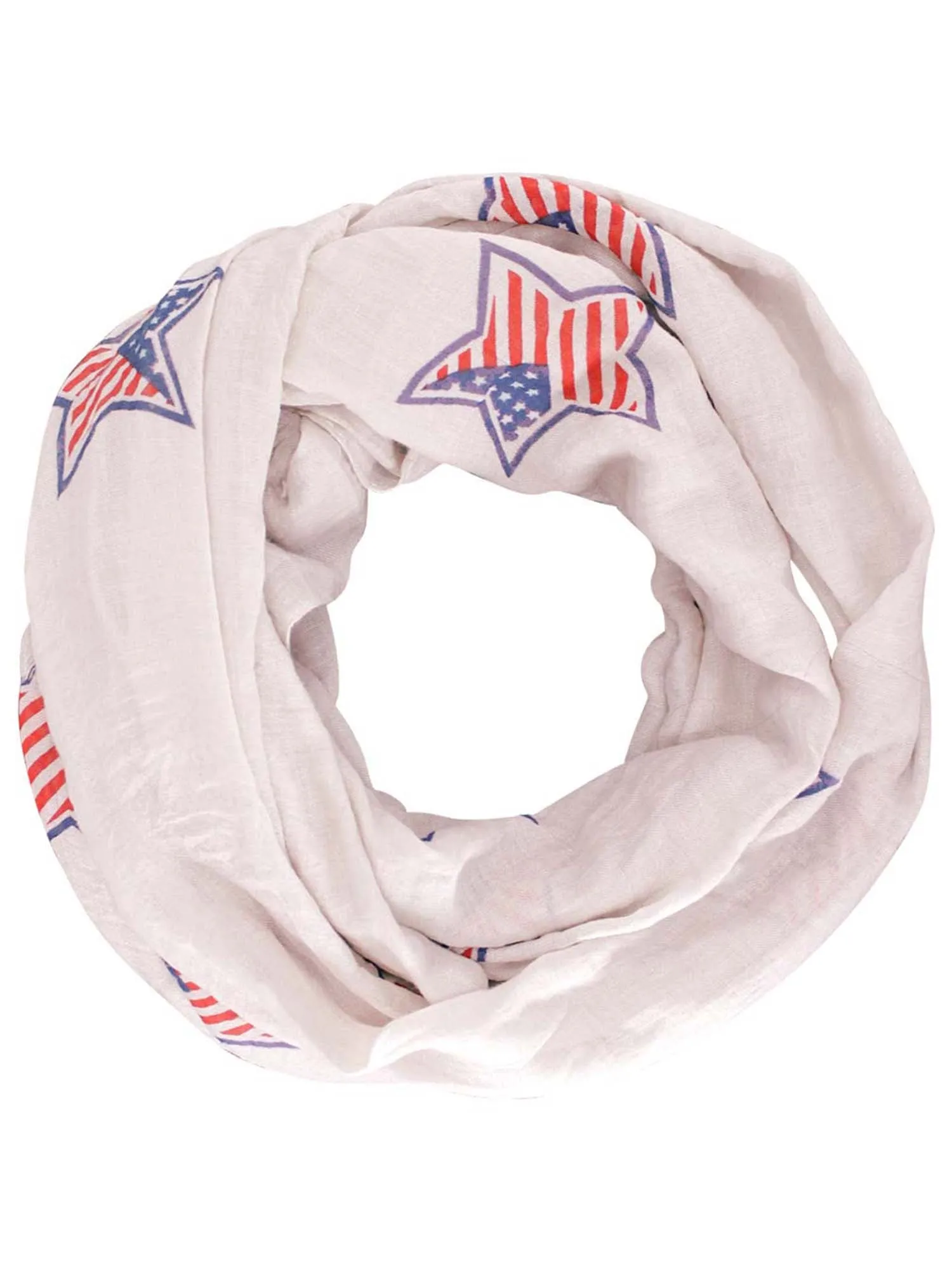 Beige American Flag Star Print Soft Lightweight Scarf