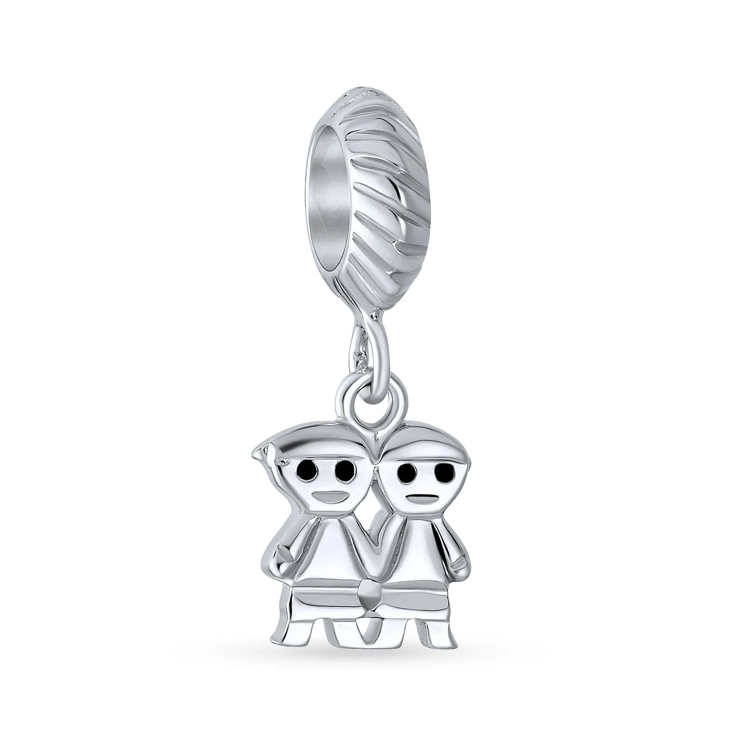 BFF Brother Sister Friends Love Family Charm Bead .925 Sterling Silver