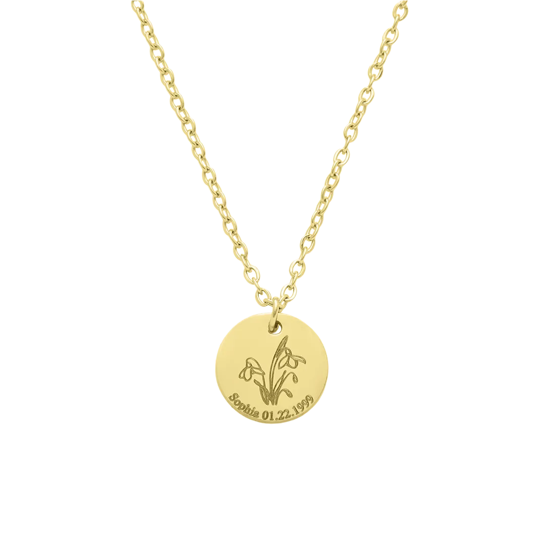 Birth Flower Pendant Necklace