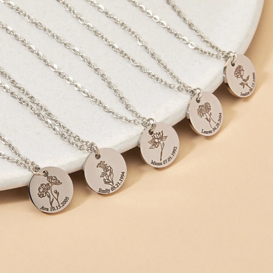 Birth Flower Pendant Necklace