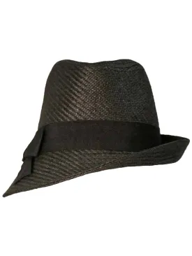 Black Fedora Hat With Slanted Brim