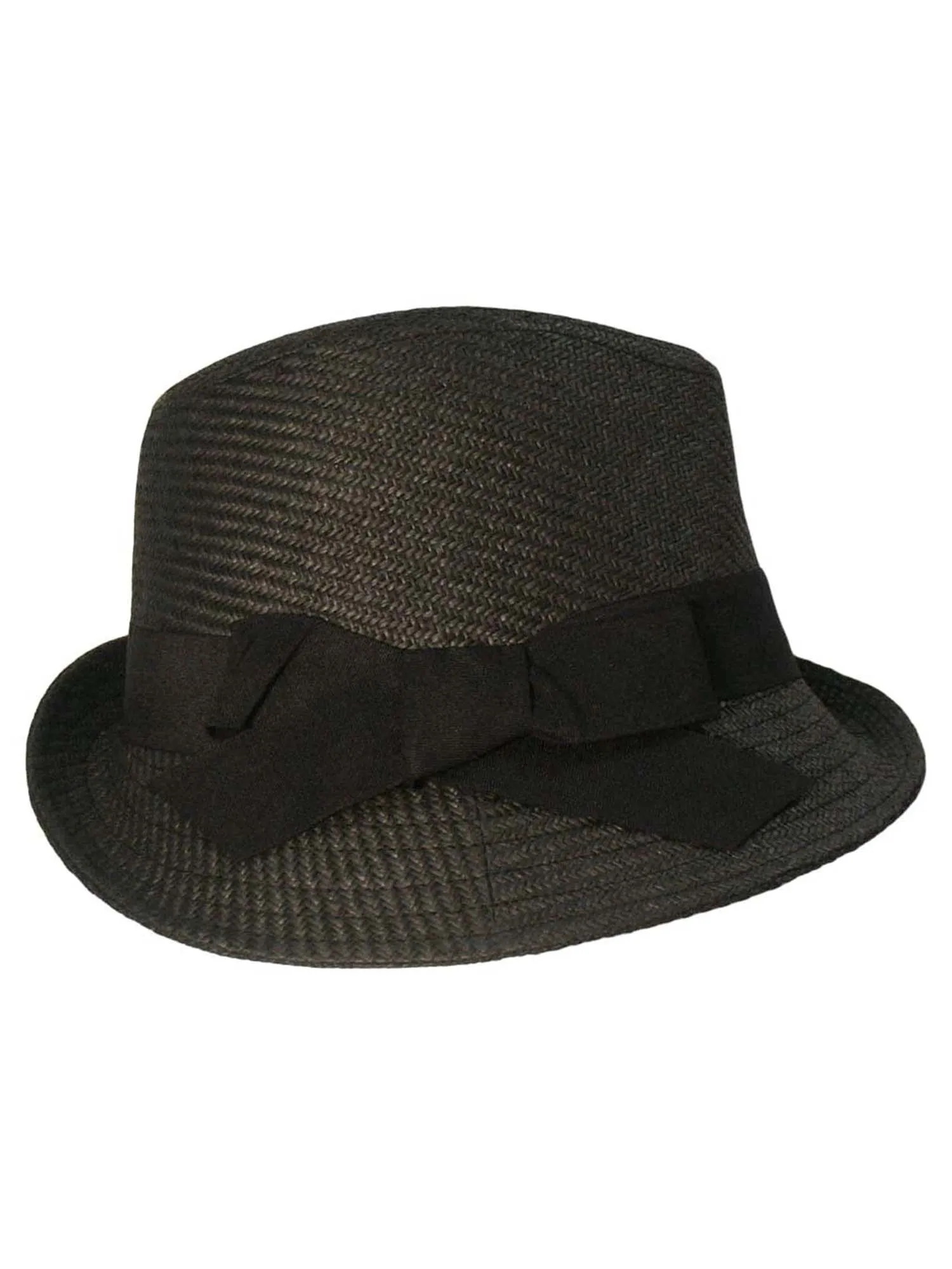 Black Fedora Hat With Slanted Brim