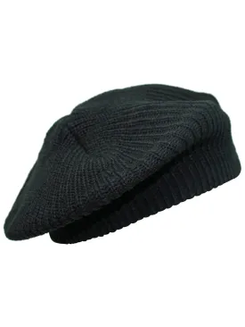 Black Knit Soft Traditional Tami Beret Cap Hat