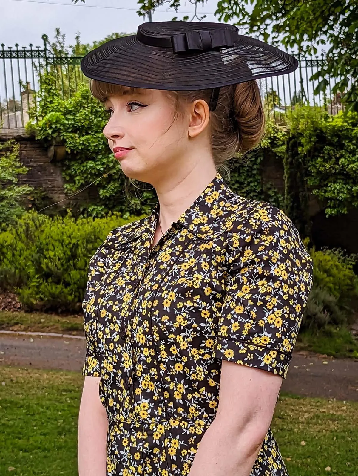 Black Sheer 1940s Style Tilt Hat