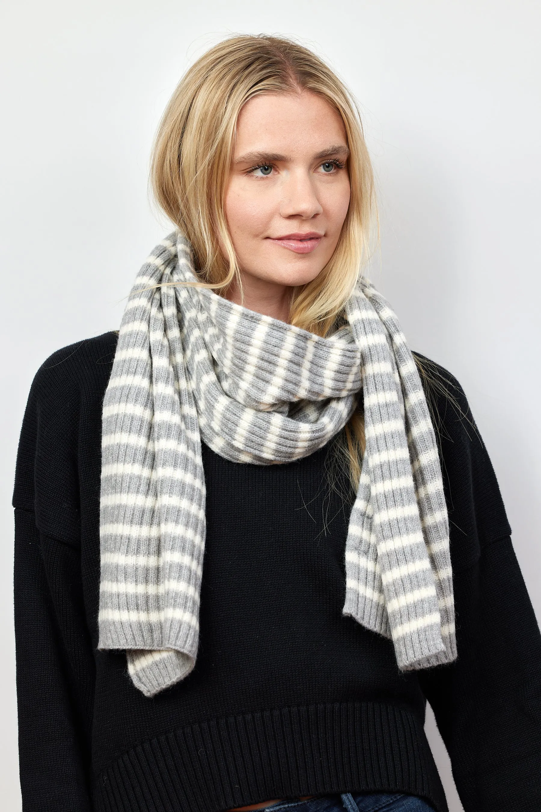 Bolton Stripe Scarf Grey