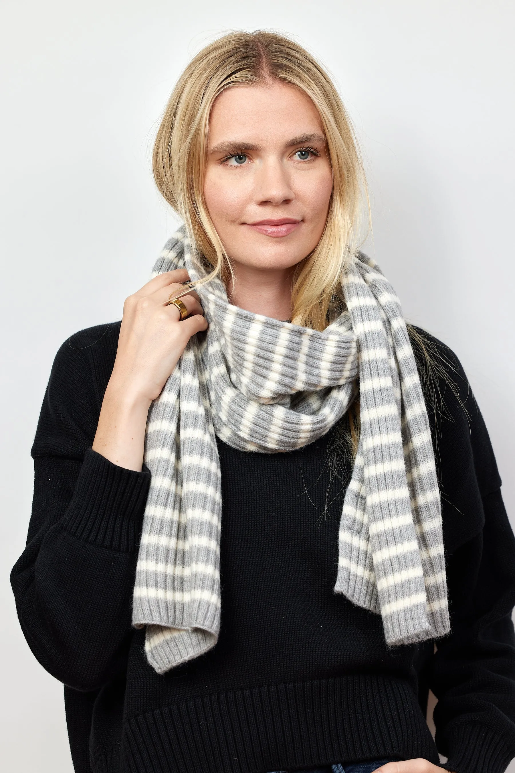 Bolton Stripe Scarf Grey