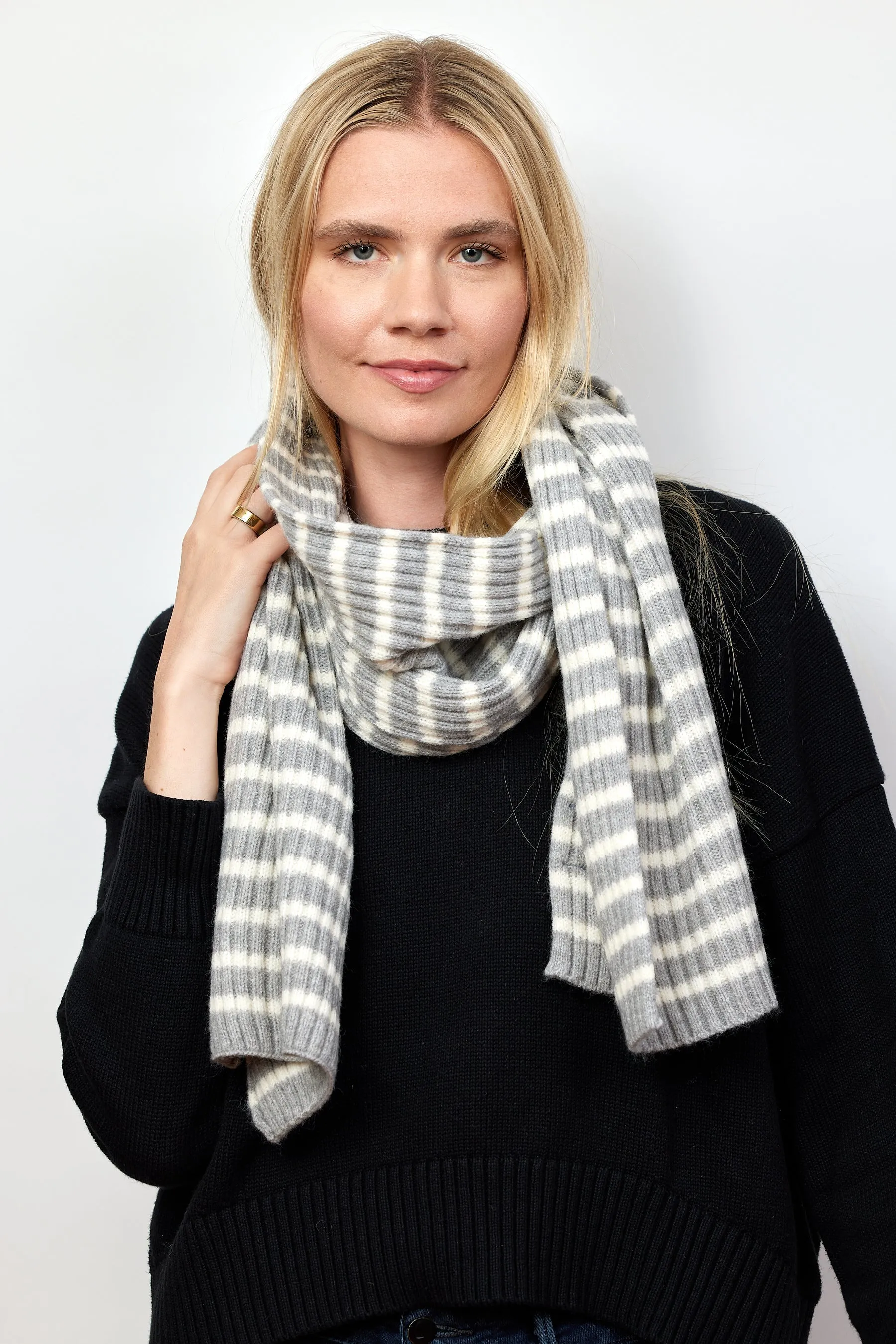 Bolton Stripe Scarf Grey