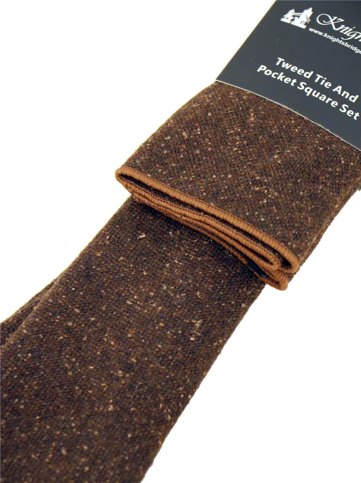 Brown Tweed  Necktie & Pocket Square Set