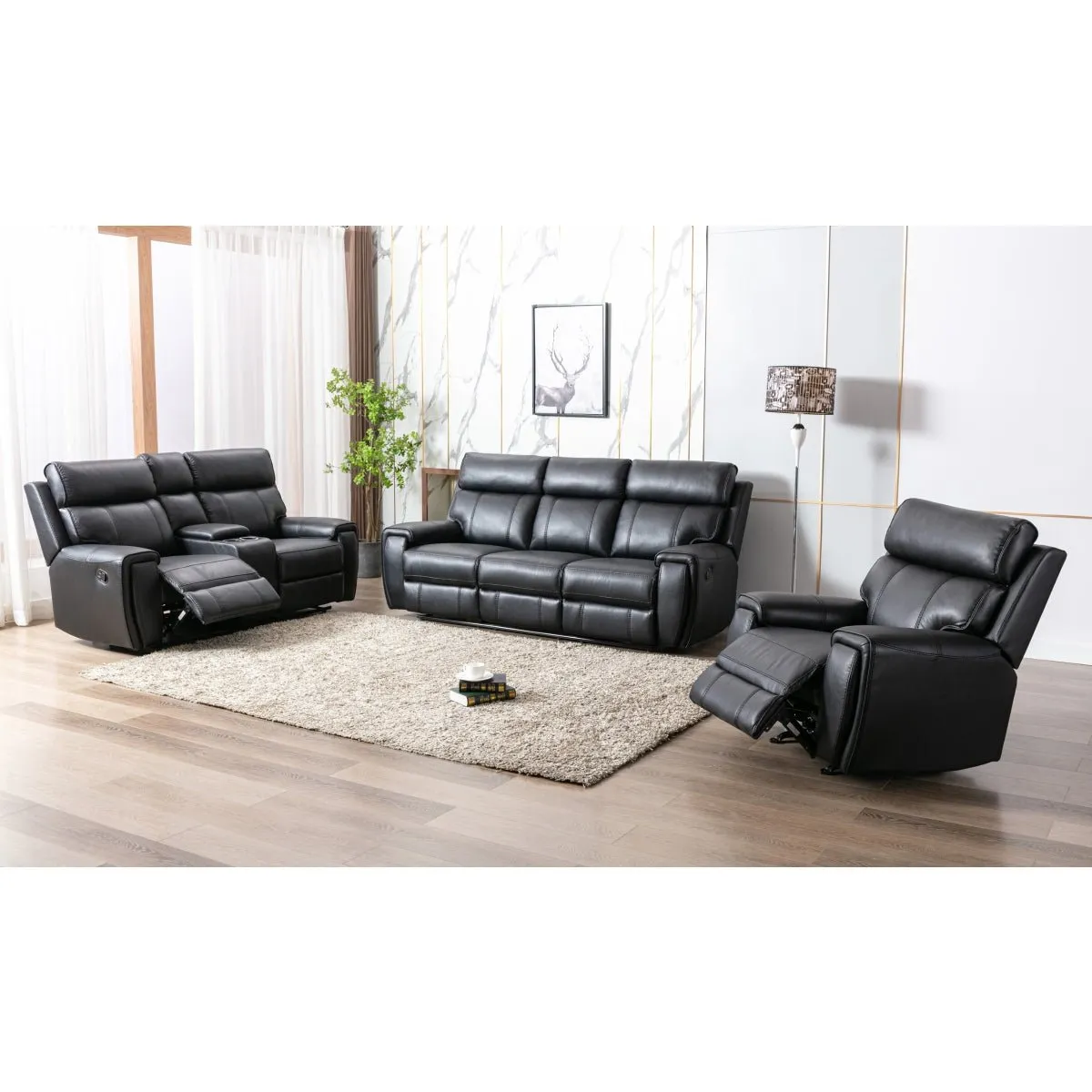 Carnegie Black Reclining Sofa