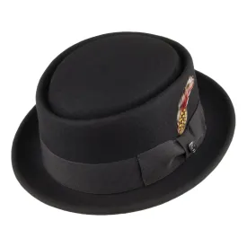 Crushable Wool Pork Pie Hat - Black