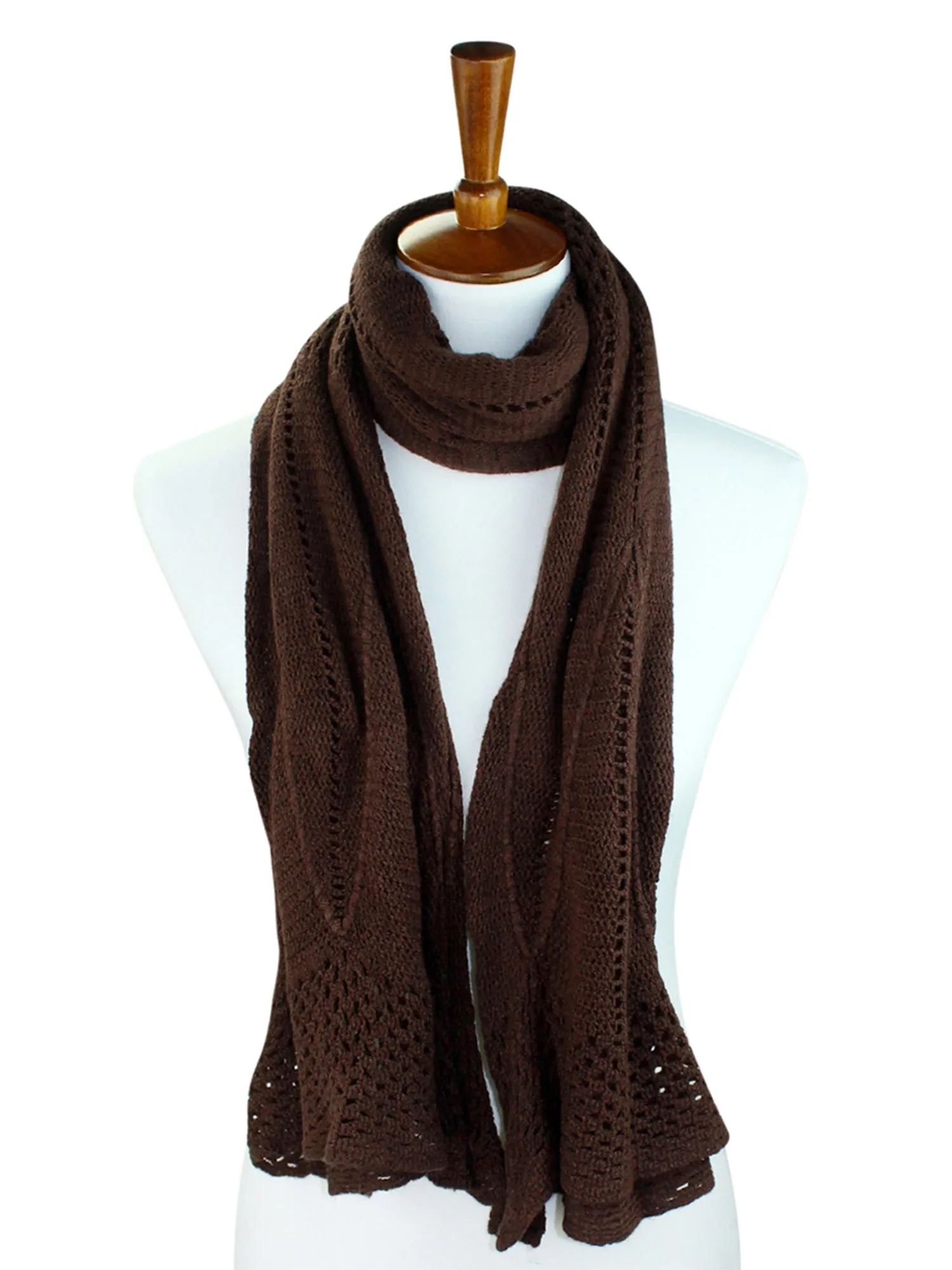 Delicate Crocheted Knit Winter Scarf