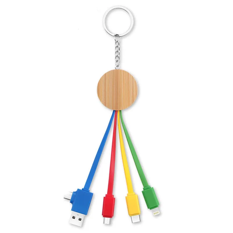 Dual input bamboo and wood degradable charging cable