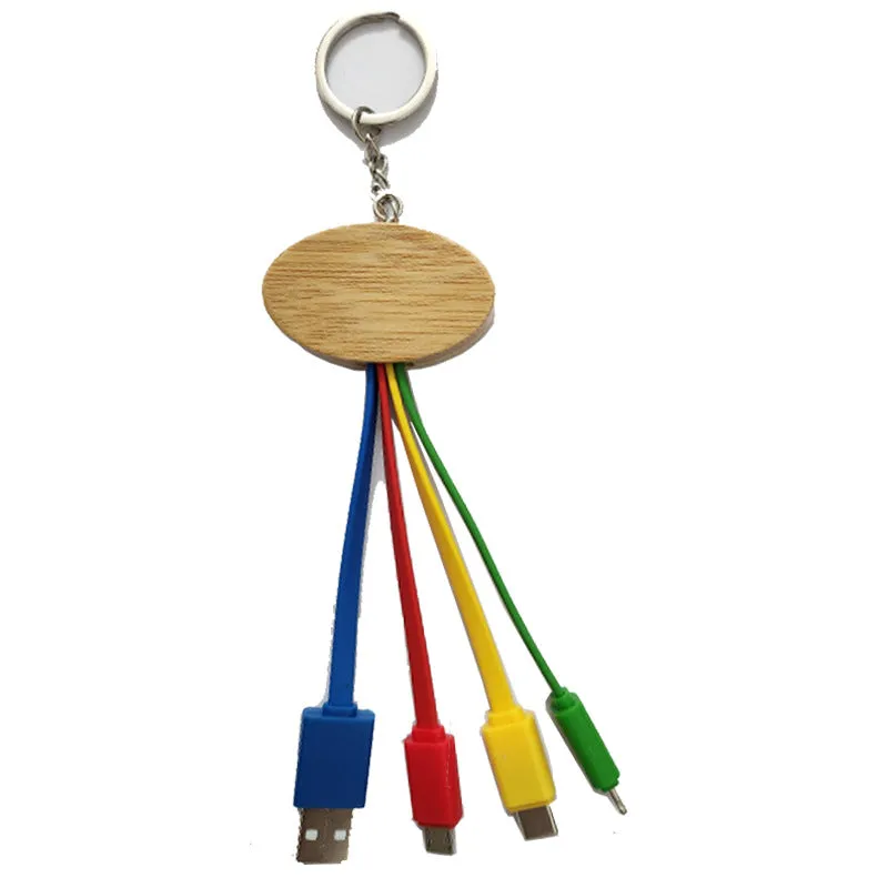 Dual input bamboo and wood degradable charging cable