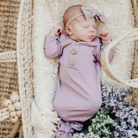 Dusty Purple Bamboo Knotted Gown & Hat