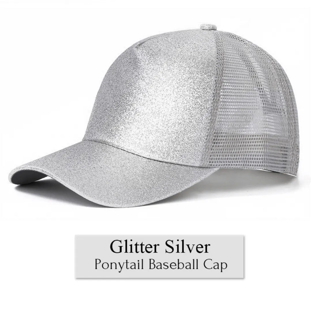 Fun in Bun® Glitter Ponytail Baseball Cap