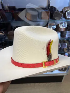 Genuine Red Ostrich Leather Hat Band