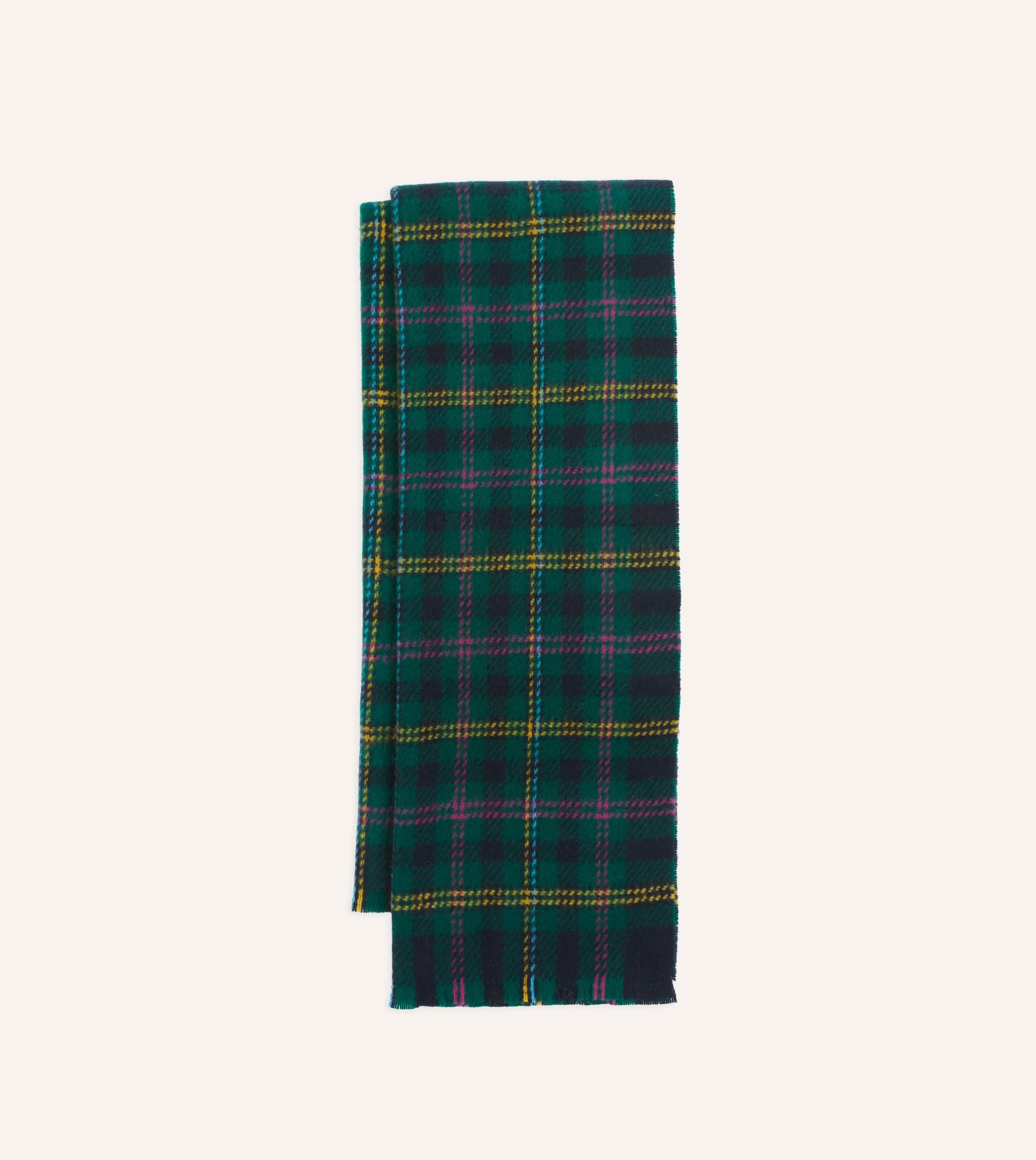 Green Tartan Check Wool Scarf