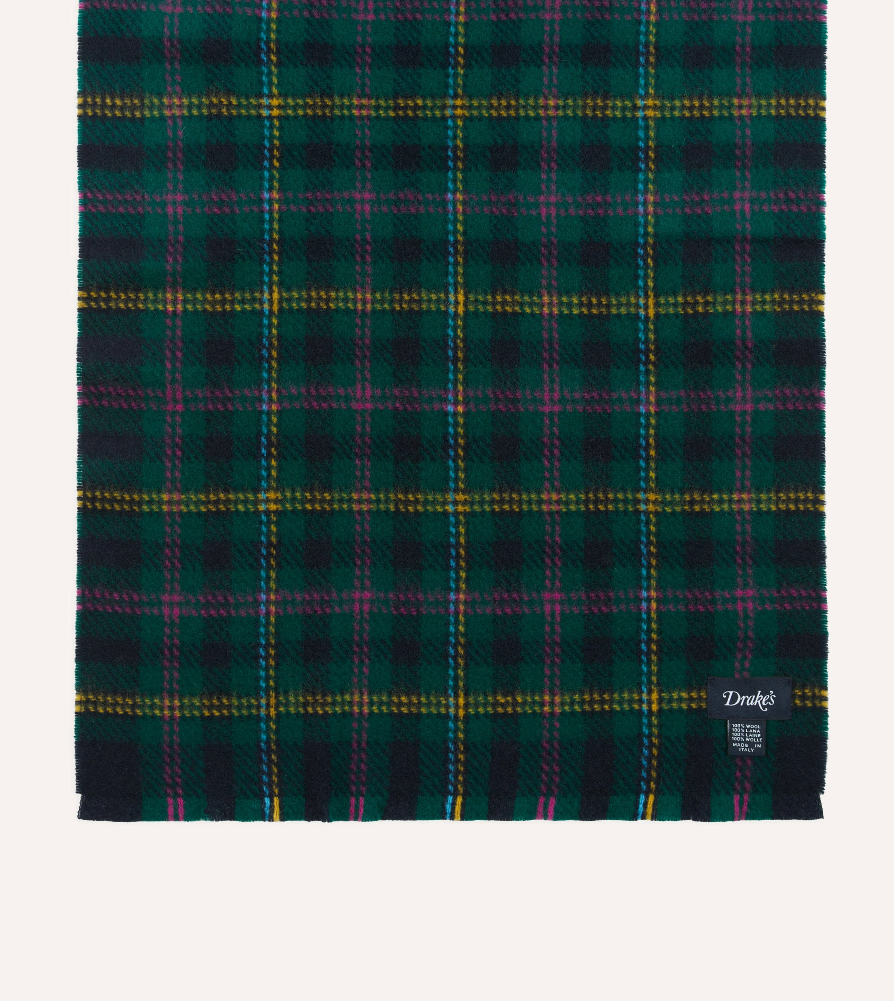 Green Tartan Check Wool Scarf