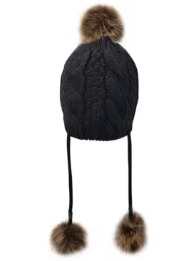 Handcrafted Cable Knit Pom Pom Tibetan Hat