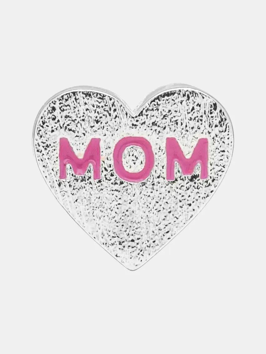 Heart Mom Ear Stud Silver/Pink