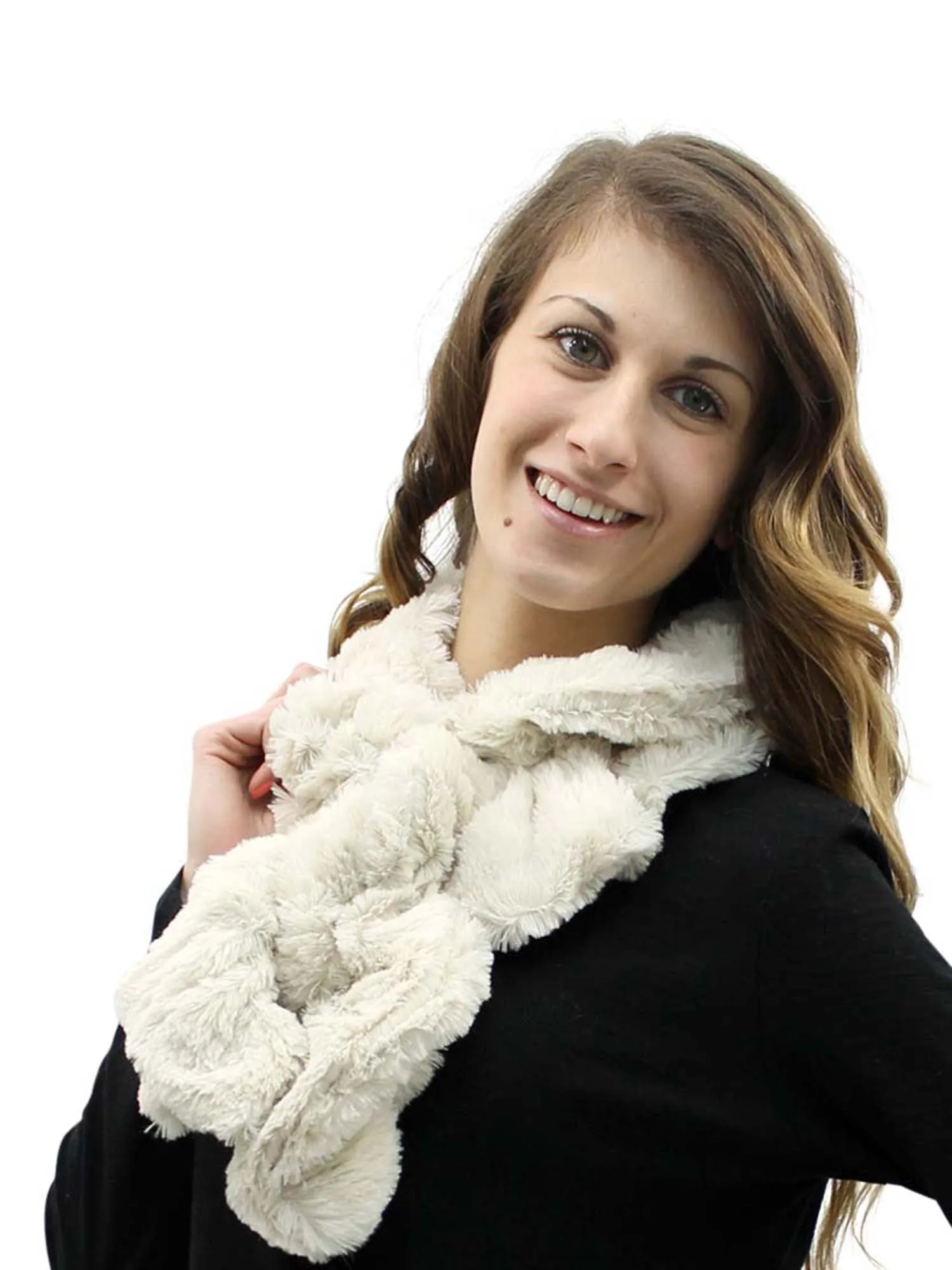 Ivory Faux Fur Plush Neck Warmer Scarf