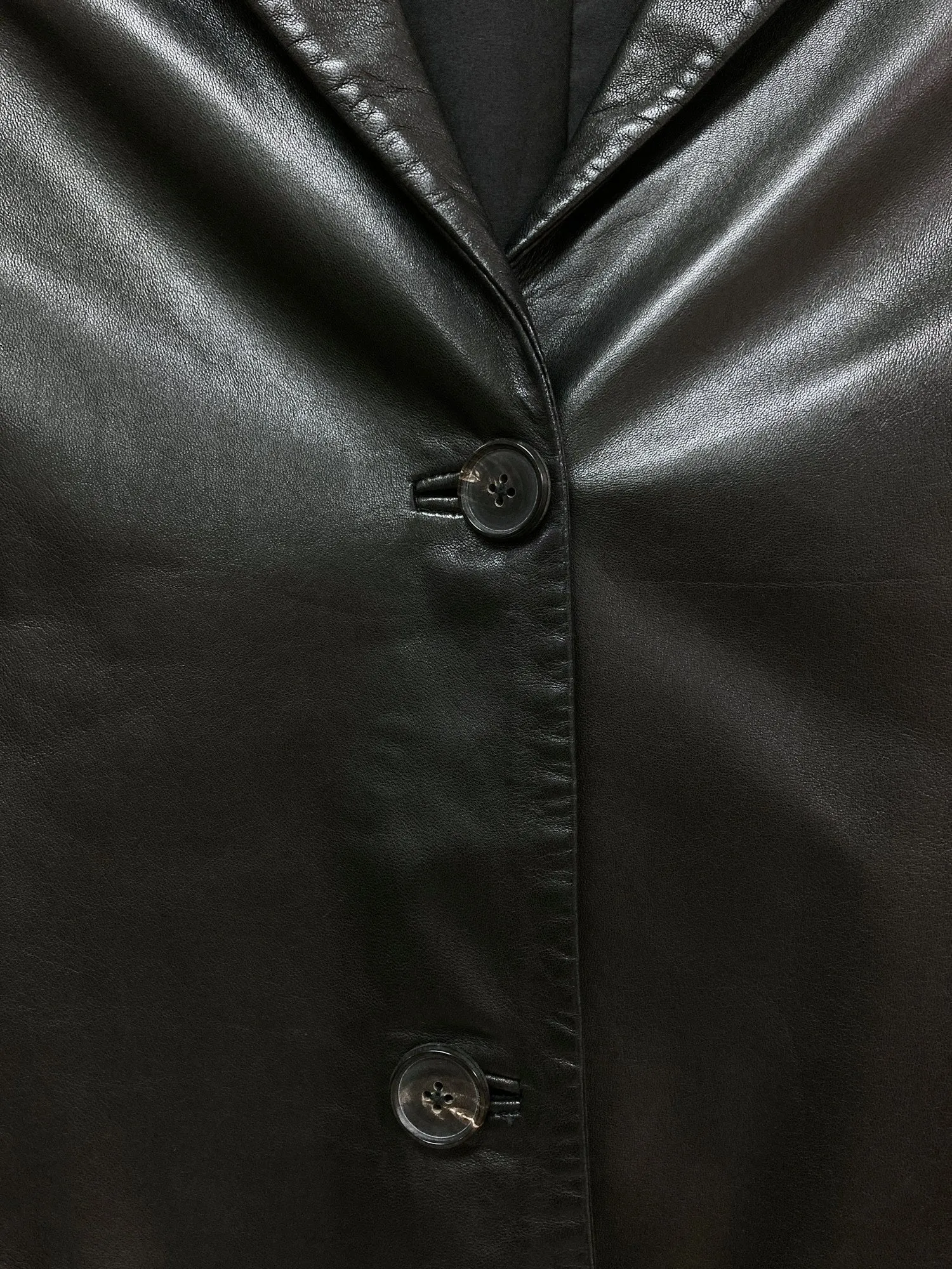 Jil Sander black leather 2 button blazer - size 34