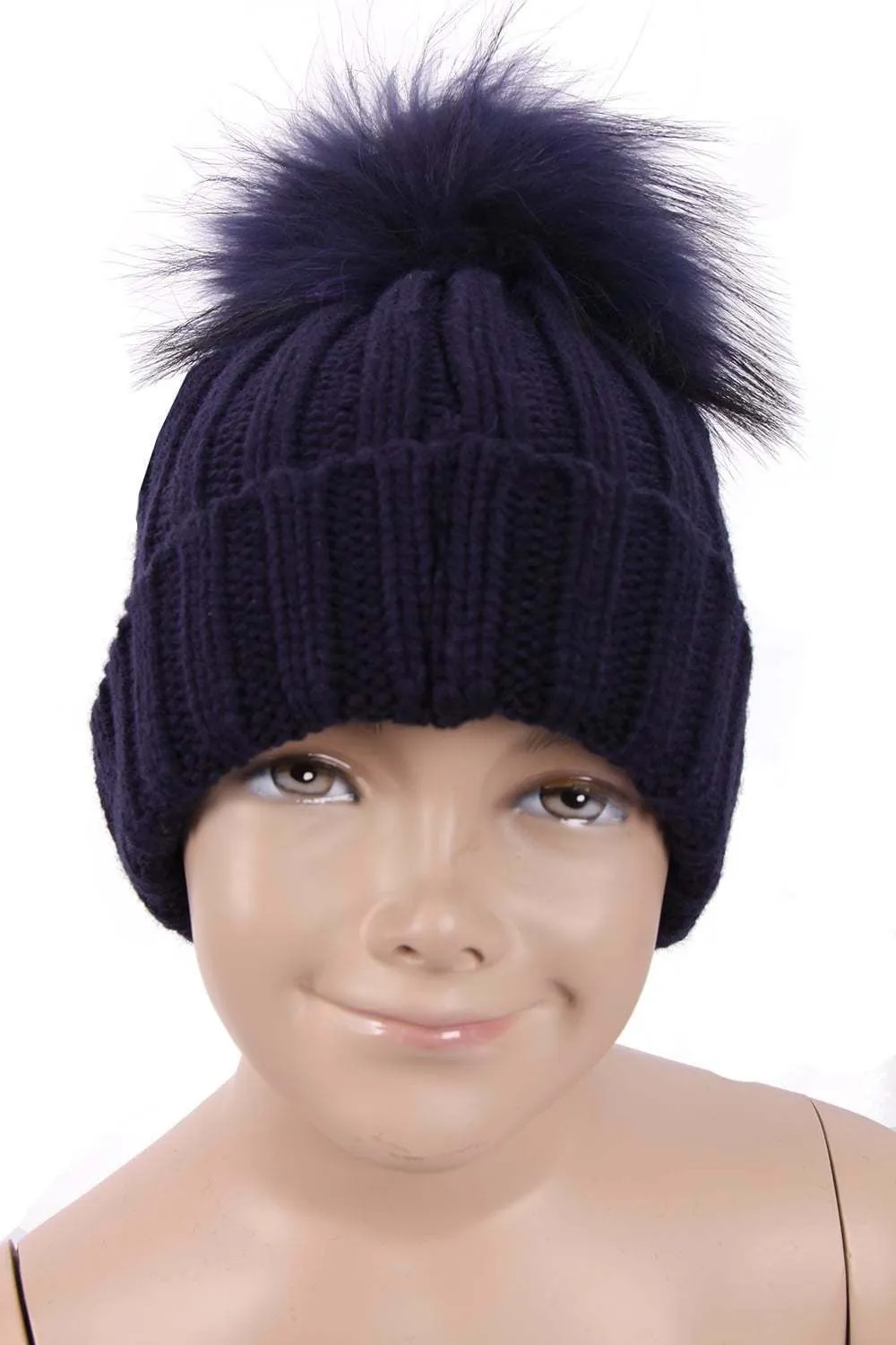 KID Detachable Fur Bobble Pom Pom Hat