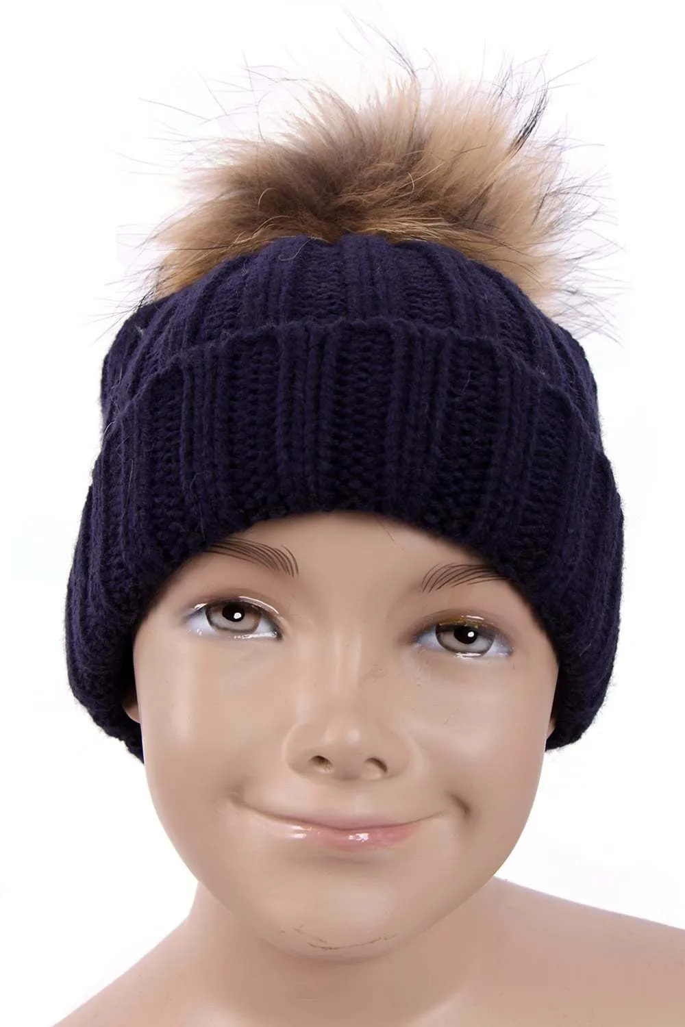 KID Detachable Fur Bobble Pom Pom Hat