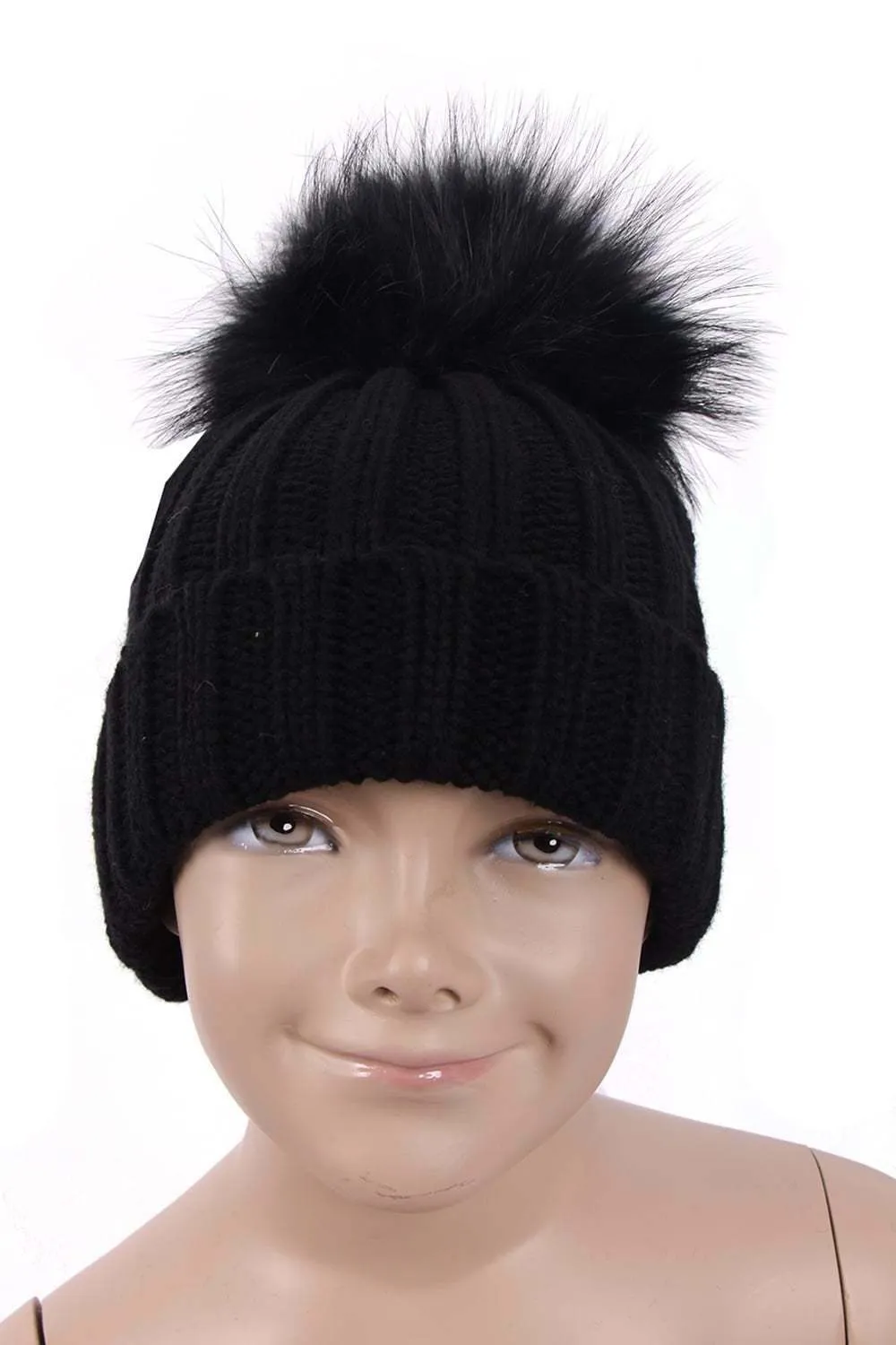 KID Detachable Fur Bobble Pom Pom Hat