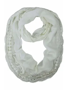 Lightweight Spring Circle Scarf With Crochet Lace